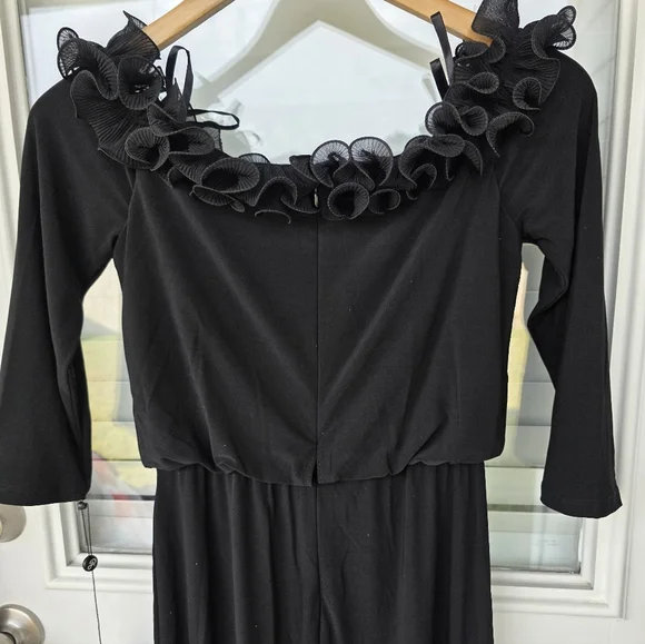 Adrianna Papell Women Jumpsuit Sz 2 Black Chiffon Ruffle Wide Leg NWT Cocktail - Picture 10 of 11